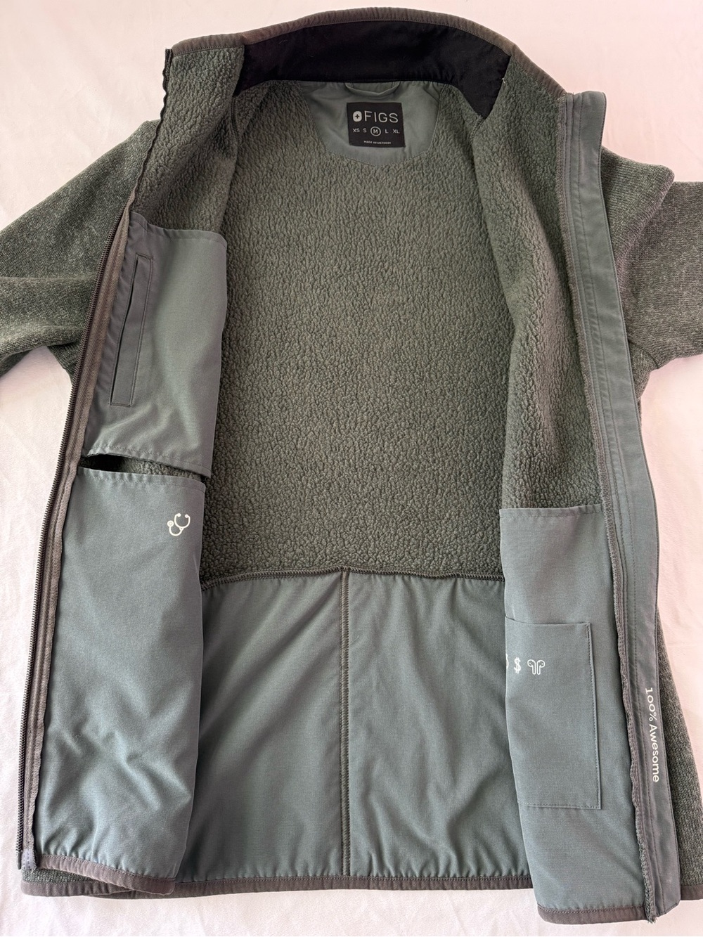 Figs Men's Forest Green Full-Zip Sweater Jacket - Picture 11 of 14